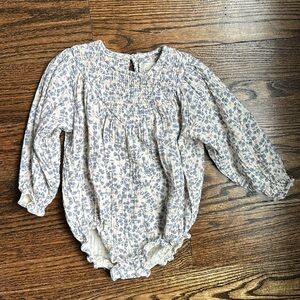 Muslin Cotton Long-sleeve Floral Bubble Romper